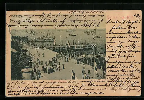 AK Kiel, Hafen mit Passanten