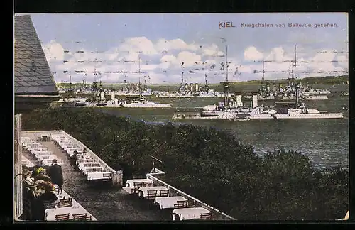 AK Kiel, Kriegshafen von Bellevue gesehen