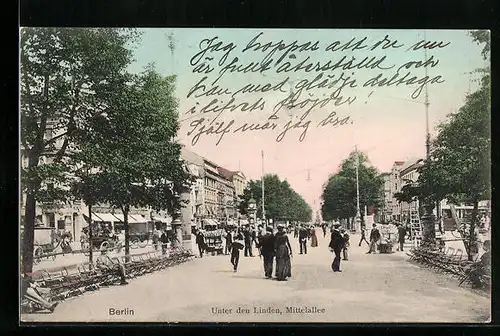 AK Berlin, Unter den Linden, Mittelallee