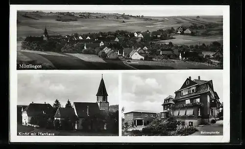 AK Möttlingen, Ortsansicht, Kirche mit Pfarrhaus, Rettungsarche