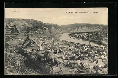 AK Cobern a. d. Mosel, Cobern mit Dieblich im Hintergrund