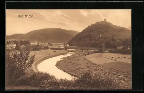 AK Bad Nassau, Blick auf die Brücke und Stadt