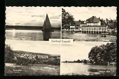 AK Caputh, Ansicht Fährhaus, Templiner See und Panorama