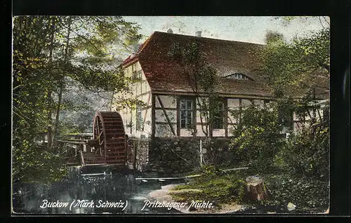 AK Buckow /Märk. Schweiz, Blick auf Pritzhagener Mühle