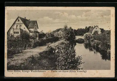 AK Neue Mühle / Königs Wusterhausen, Klein Venedig, Partie am Kanal