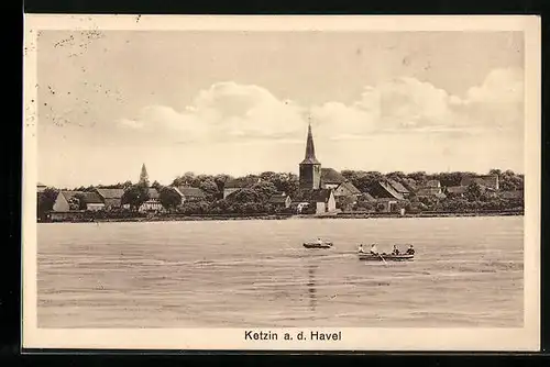 AK Ketzin a. d. Havel, Ortsansicht vom Wasser