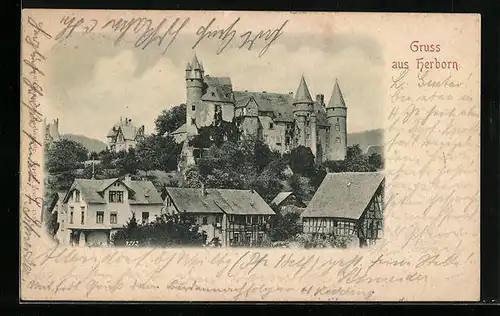 AK Herborn, Ortsansicht mit Burg