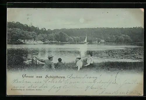 AK Berlin-Grunewald, Blick auf den See