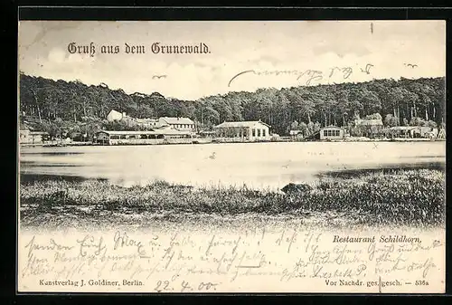 AK Berlin-Grunewald, Blick auf das Restaurant Schildhorn