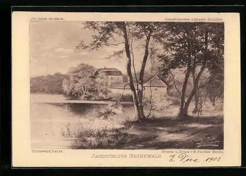 AK Berlin-Grunewald, Blick auf das Jagdschloss