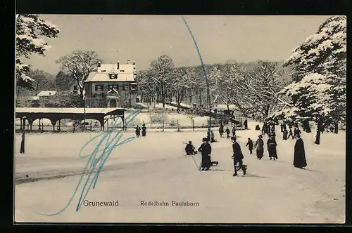 AK Berlin-Grunewald, Blick auf Rodelbahn Paulsborn