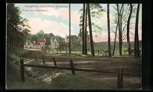 AK Berlin-Grunewald, Weg am königlichen Jagdschloss Grunewald