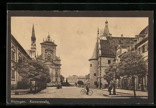 AK Kitzingen a. M., Kaiserstrasse mit Gasthof zum Schwan