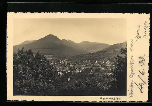 AK Annweiler, Ortsansicht vom Berg mit Burg