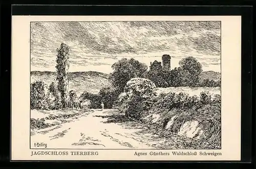 Künstler-AK Tierberg, Jagdschloss Tierberg