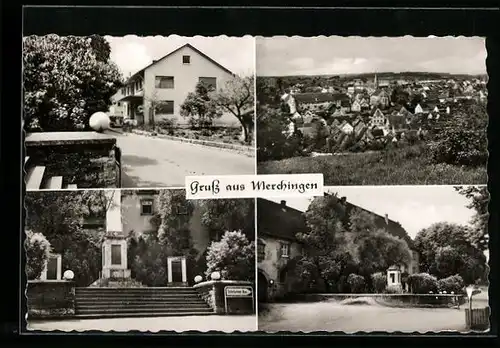 AK Merchingen, Ortspartie, Denkmal, Strassenpartie