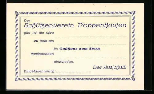AK Poppenhausen, Schützenverein Poppenhausen, Einladung ins Gasthaus zum Stern