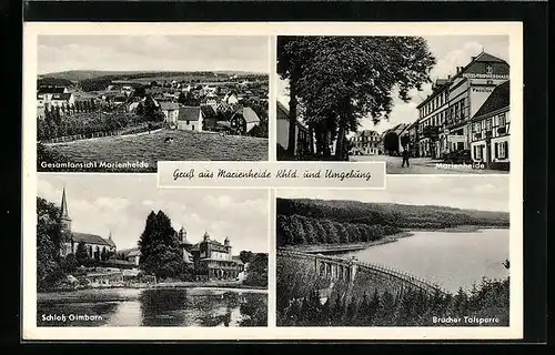AK Marienheide /Rhld, Gesamtansicht, Schloss Gimborn, Strassenpartie, Brucher Talsperre