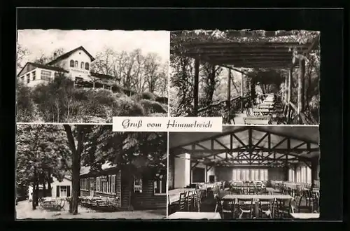 AK Bad Kösen, HO-Berggasthaus Himmelreich, Caféterrasse, Speisesaal