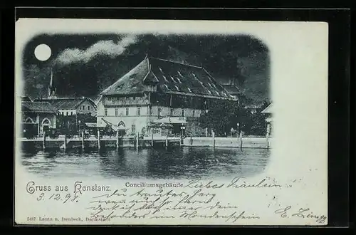 Mondschein-AK Konstanz, Conciliumsgebäude