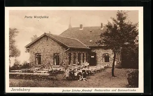 AK Porta Westfalica, Restaurant Jacobsburg von Schultze Attendorf auf dem Jacobsberg