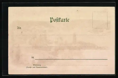 Lithographie Boppard a. Rh., Gesamtansicht mit Rhein aus der Vogelschau