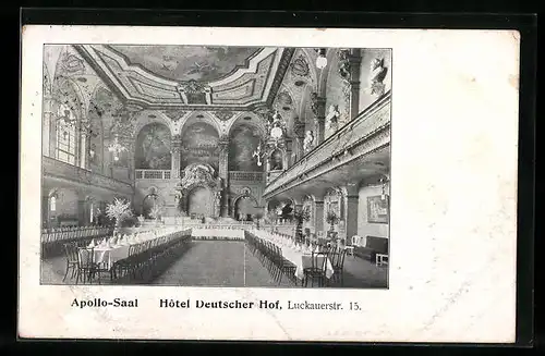 AK Berlin-Kreuzberg, Hotel Deutscher Hof in der Luckauerstrasse 15 - Apollo-Saal