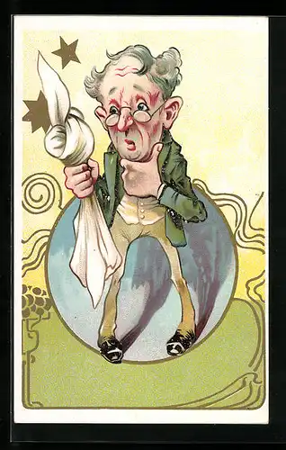 AK Herr mit Knoten im Tuch, Jugendstil