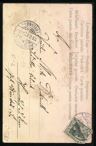 Präge-AK Junger Mann mit Hut und Halskrause, Jugendstil