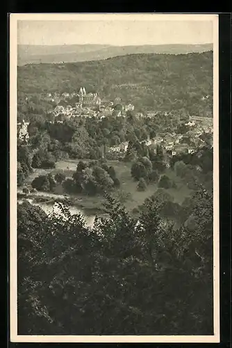 AK Mettlach /Saar, Ortsansicht mit Fluss aus der Vogelschau