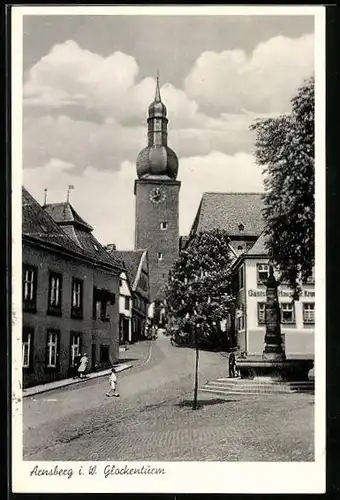 AK Arnsberg i. W., Glockenturm und Gasthaus