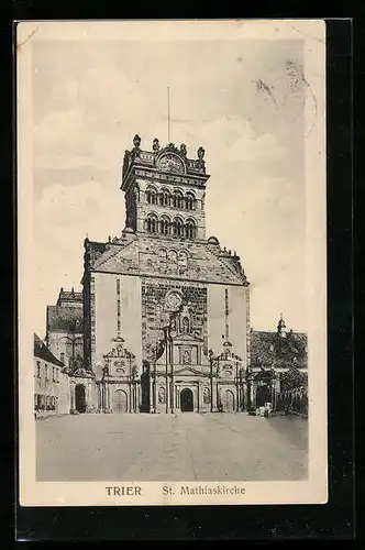 AK Trier, Blick zur St. Mathiaskirche