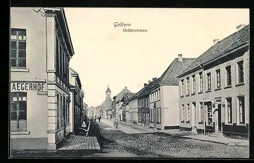 AK Geldern, Gelderstrasse mit Gasthof und Geschäft