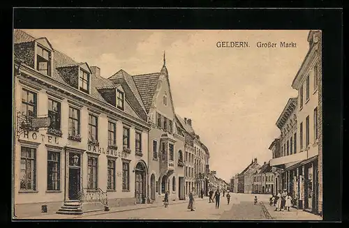 AK Geldern, Grosser Markt mit Hotel Dahlhausen