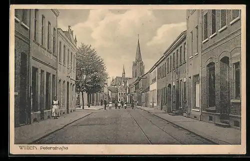 AK Willich, Peterstrasse mit Kindern