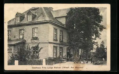 AK Rüthen i. Westf., Gasthaus Fritz Luigs am Bahnhof