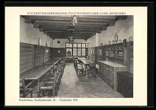 AK München, Bundeshaus d. Studentenverbindung Polytechnischer Club, Trinkstube, Kaulbachstrasse 18