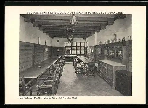 AK München, Bundeshaus d. Studentenverbindung Polytechnischer Club, Trinkstube, Kaulbachstrasse 18