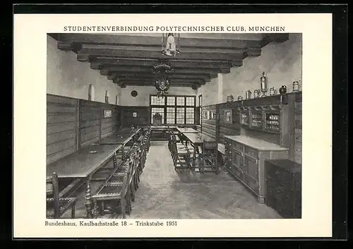 AK München, Bundeshaus d. Studentenverbindung Polytechnischer Club, Trinkstube, Kaulbachstrasse 18