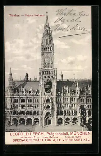 AK München, Blick auf das Neue Rathaus