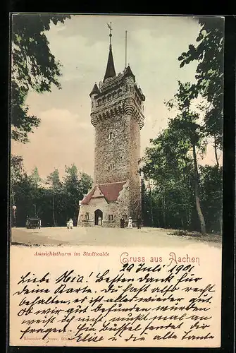 AK Aachen, Aussichtsturm im Stadtwald