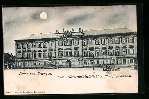 AK Erlangen, Schloss Universitätsbibliothek und Markgrafendenkmal
