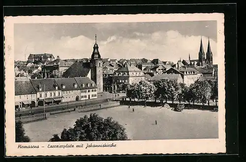 AK Pirmasens, Exerzierplatz mit Johanniskirche