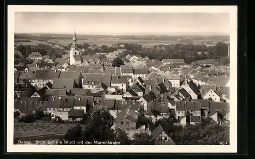 AK Belzig, Blick auf die Stadt mit der Marienkirche