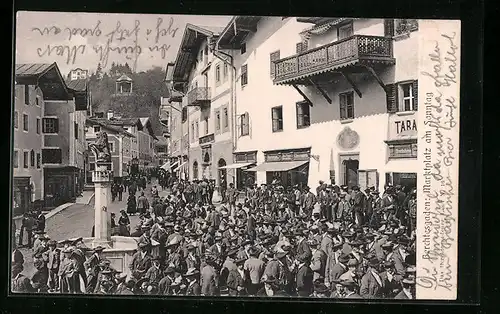 AK Berchtesgaden, Marktplatz am Sonntag