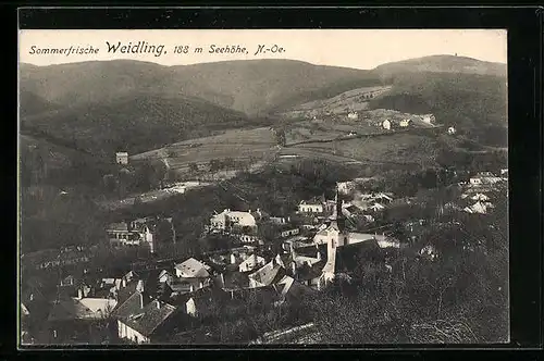AK Weidling, Gesamtansicht mit Umgebung von oben
