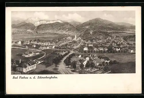 AK Bad Fischau /Schneebergbahn, Gesamtansicht mit Bergpanorama
