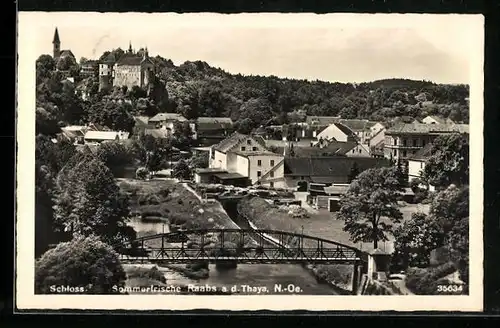 AK Raabs /Thaya, Ortsansicht mit Brücke und Schloss