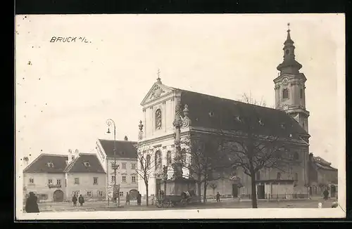 AK Bruck a. L., Ortspartie mit Kirche