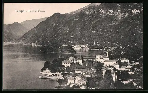 AK Campo /Lago di Como, Ortsansicht mit See und Bergen